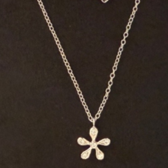 Designer CATHY WATERMAN Platinum Diamond DAISY Flower Pendant 16" Chain Necklace - Picture 8 of 16